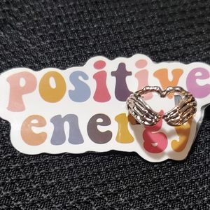 gothic skeleton heart hands love ring in silver band size